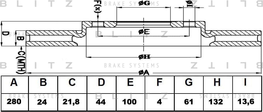 BLITZ BS0359 Диск тормозной передний вентилируемый