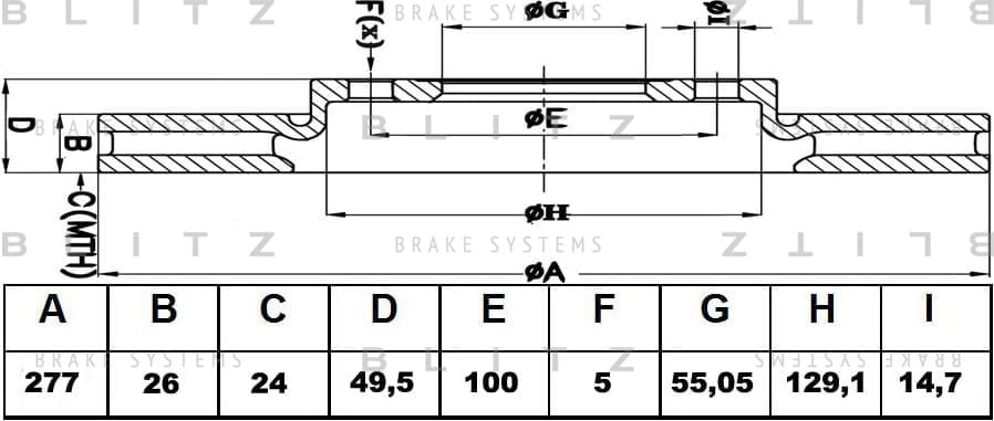 BLITZ BS0368 Диск тормозной передний вентилируемый
