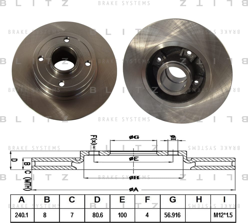 BLITZ BS0371 Диск тормозной задний