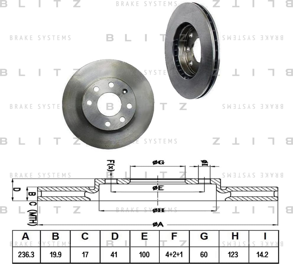 BLITZ BS0374 Диск тормозной передний вентилируемый