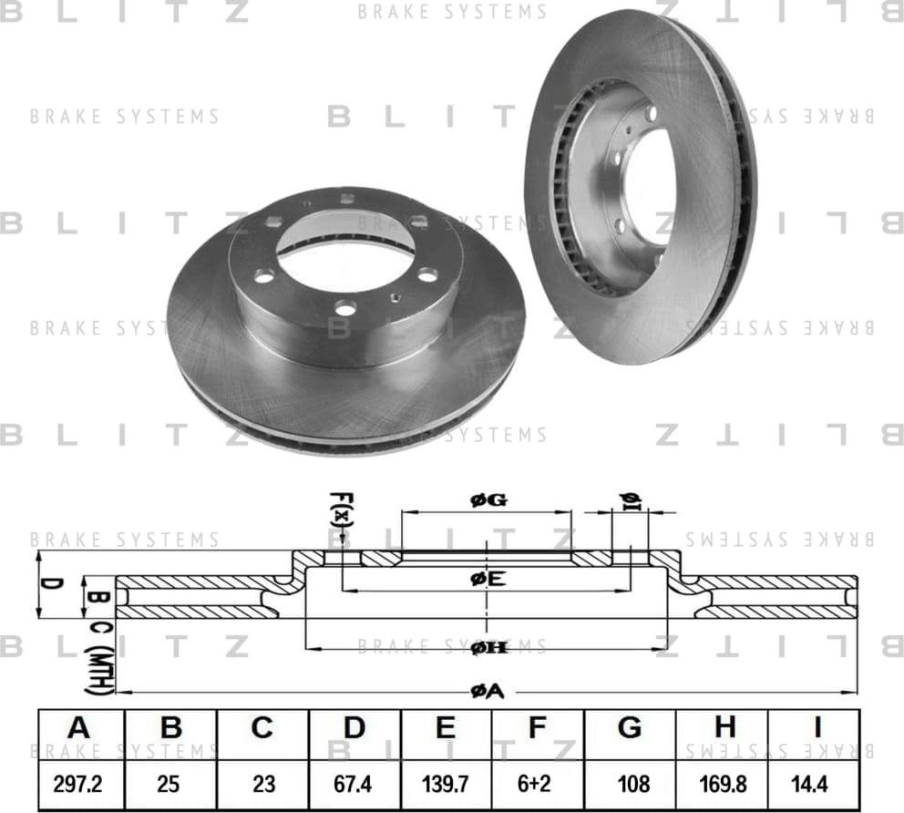BLITZ BS0376 Диск тормозной передний вентилируемый