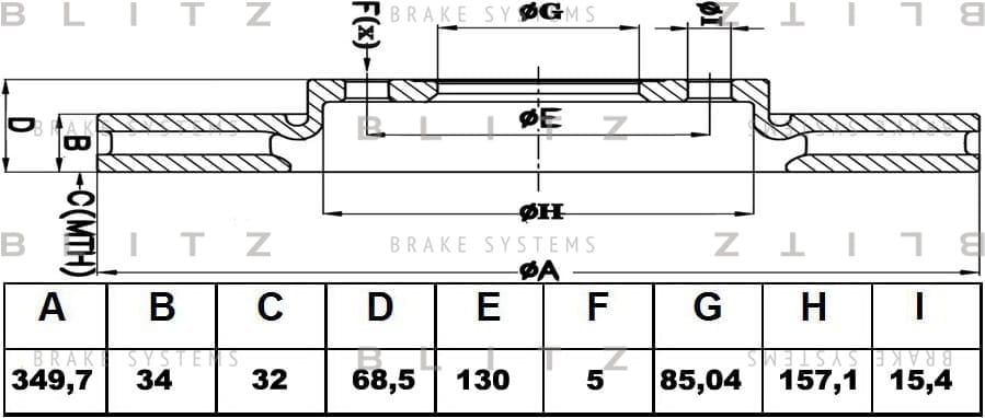 BLITZ BS0390 Диск тормозной передний вентилируемый