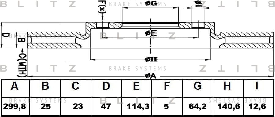 BLITZ BS0393 Диск тормозной передний вентилируемый