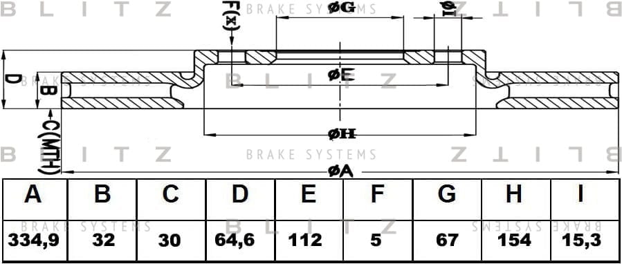 BLITZ BS0398 Диск тормозной передний вентилируемый