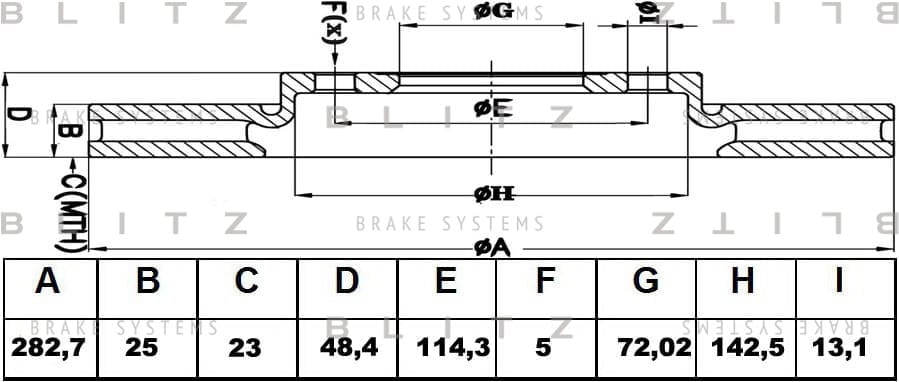 BLITZ BS0401 Диск тормозной передний вентилируемый