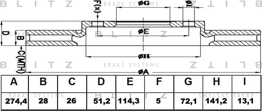 BLITZ BS0426 Диск тормозной передний вентилируемый