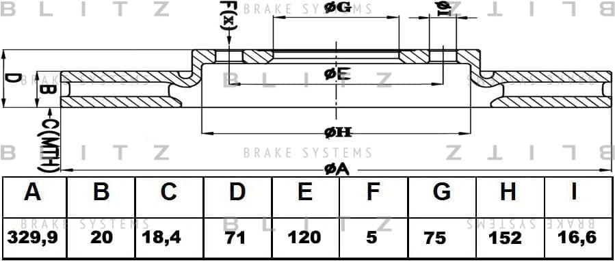 BLITZ BS0428 Диск тормозной задний вентилируемый