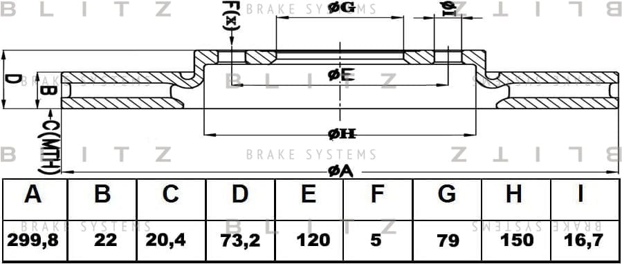 BLITZ BS0430 Диск тормозной передний вентилируемый