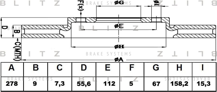 BLITZ BS0431 Диск тормозной задний