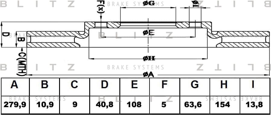 BLITZ BS0434 Диск тормозной задний