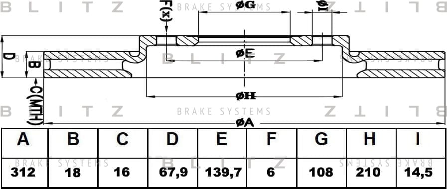 BLITZ BS0446 Диск тормозной задний вентилируемый