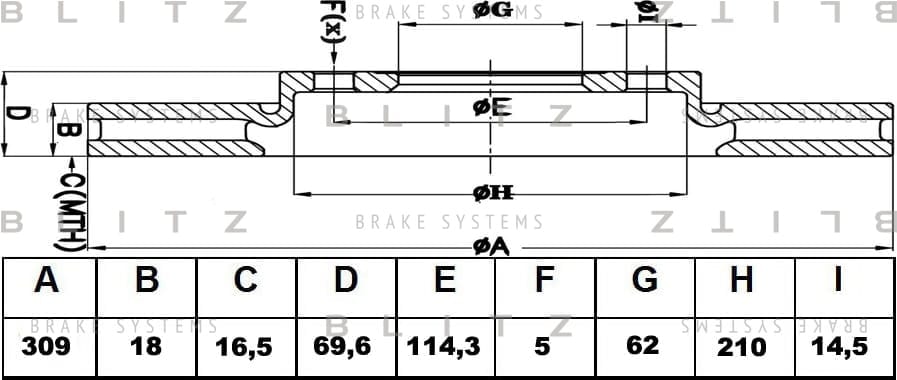 BLITZ BS0454 Диск тормозной задний вентилируемый