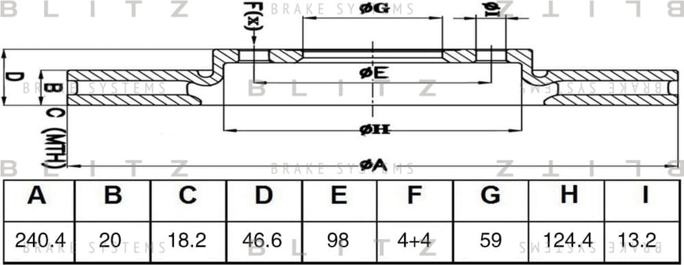 BLITZ BS0465 Диск тормозной передний вентилируемый