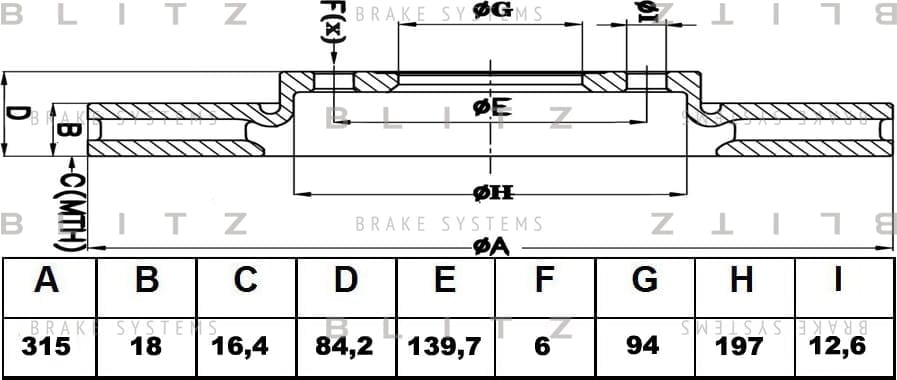 BLITZ BS0478 Диск тормозной задний вентилируемый