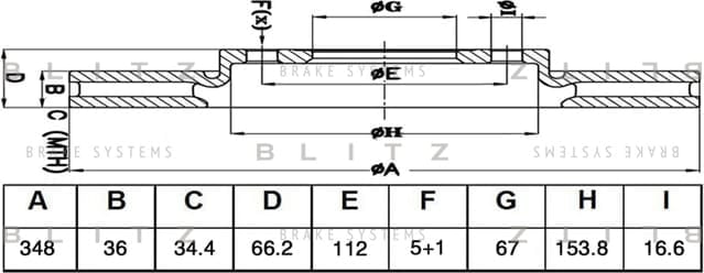 BLITZ BS0486 Диск тормозной передний левый (вентилируемый)