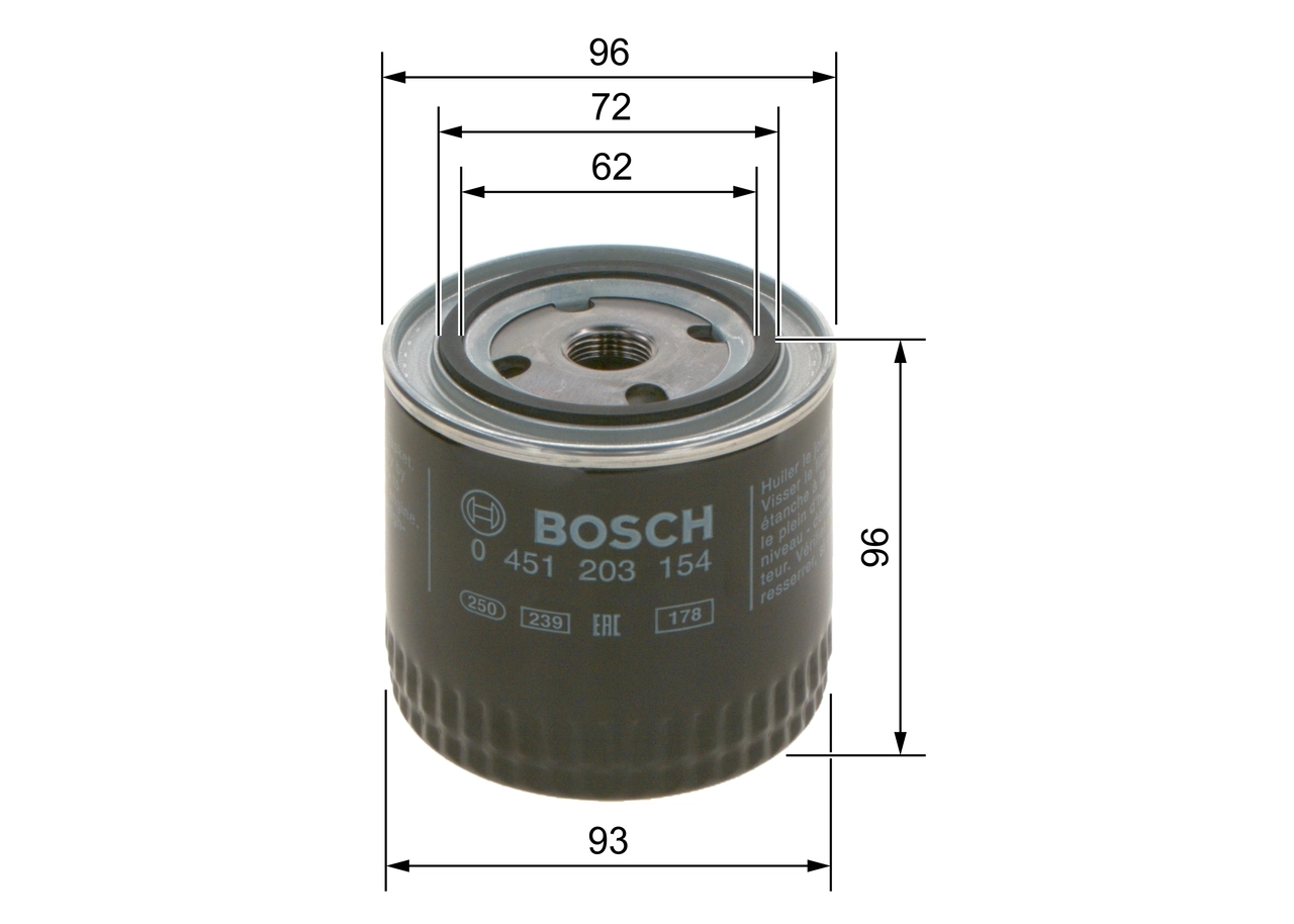 BOSCH 0451203154 Фильтр масляный LADA 01-07/NIVA 1200-1700/FIAT 124 1.4-1.8 >75