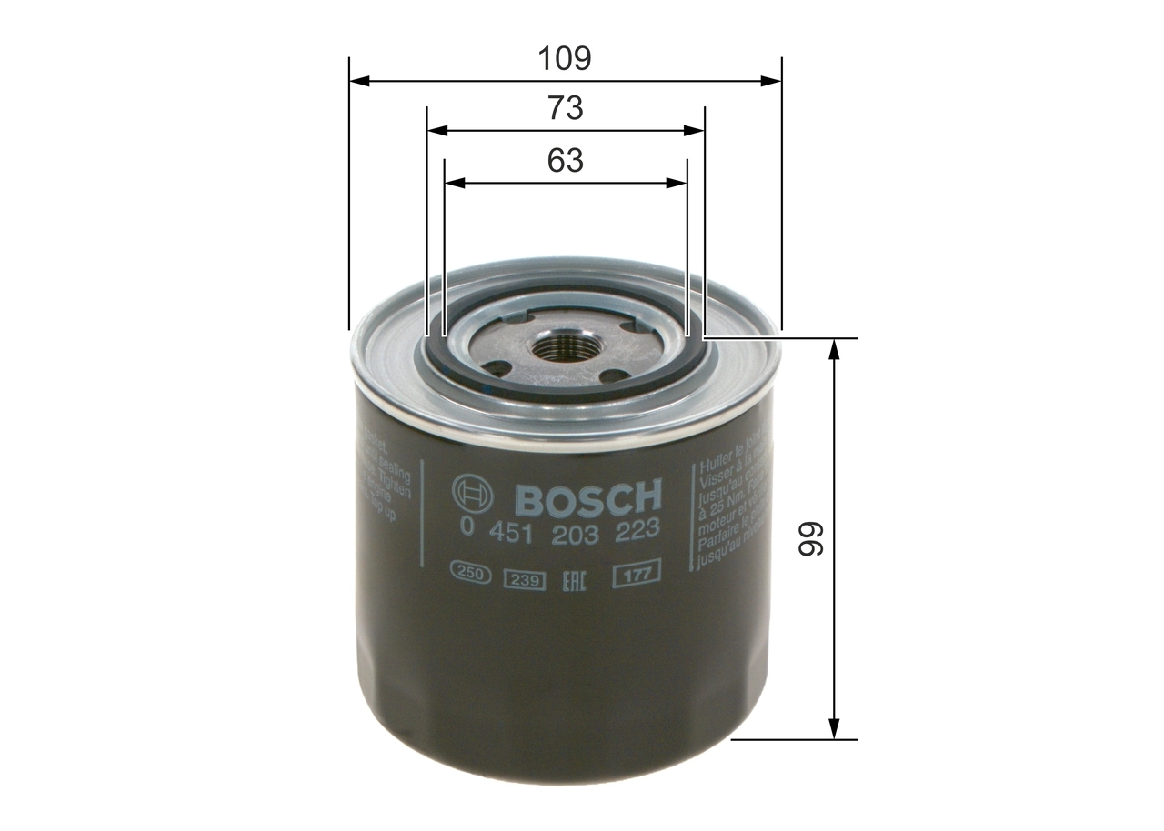 BOSCH 0451203223 Фильтр масляный LADA NIVA 1.7D/SEAT IBIZA 1.7D