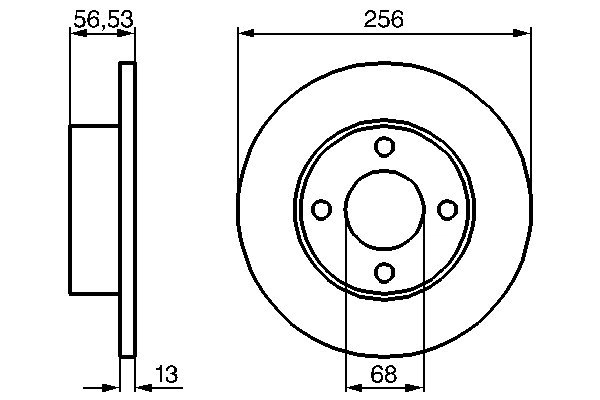 BOSCH 0986478130 Диск торм. пер.[256x13] 4 отв.