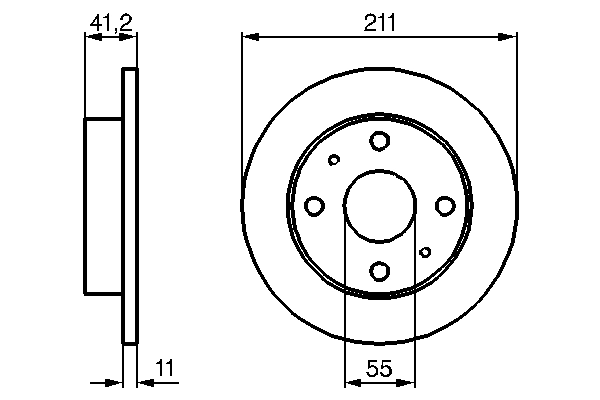 BOSCH 0986479119 Диск торм. пер.[211x11] 4 отв.