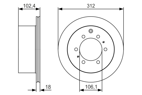 BOSCH 0986479R57 Диск торм. зад.вент.[312x18] 6 отв.