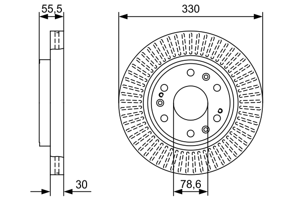 BOSCH 0986479W30 Диск тормозной CADILLAC ESCALADE 06-/CHEVROLET TAHOE 07- передний вент.D 330мм.
