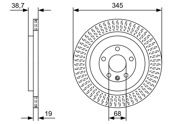 BOSCH 0986479W54 Диск тормозной FORD EXPLORER 13- зад.вент.D 345мм.