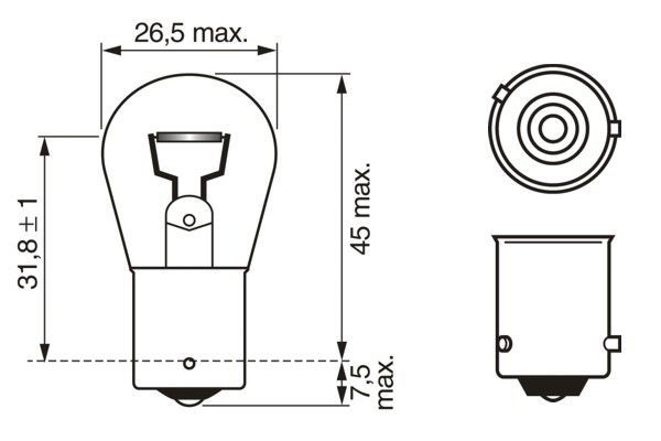 BOSCH 1987302812 Лампа накаливания сигнальная PY21W BAU15s ECO 12V 21W картон 10шт цена за 1шт