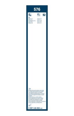 BOSCH 3397118452 Щетки стеклоочистителя каркасные Twin 575/450мм крепление Hook