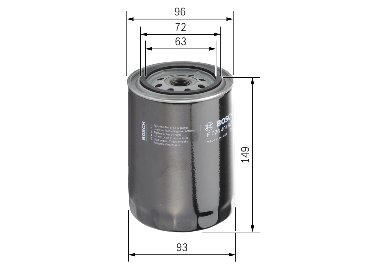 BOSCH F026407004 Фильтр масляный AUDI: A4 95-00, A4 00-04, A4 04-, A4 Avant 95-01, A4 Avant 01-04, A4 Avant 04-, A4 кабрио 02-, A6 97-05, A6 Avant 97-05   SEAT: EXEO 08-, EXEO ST