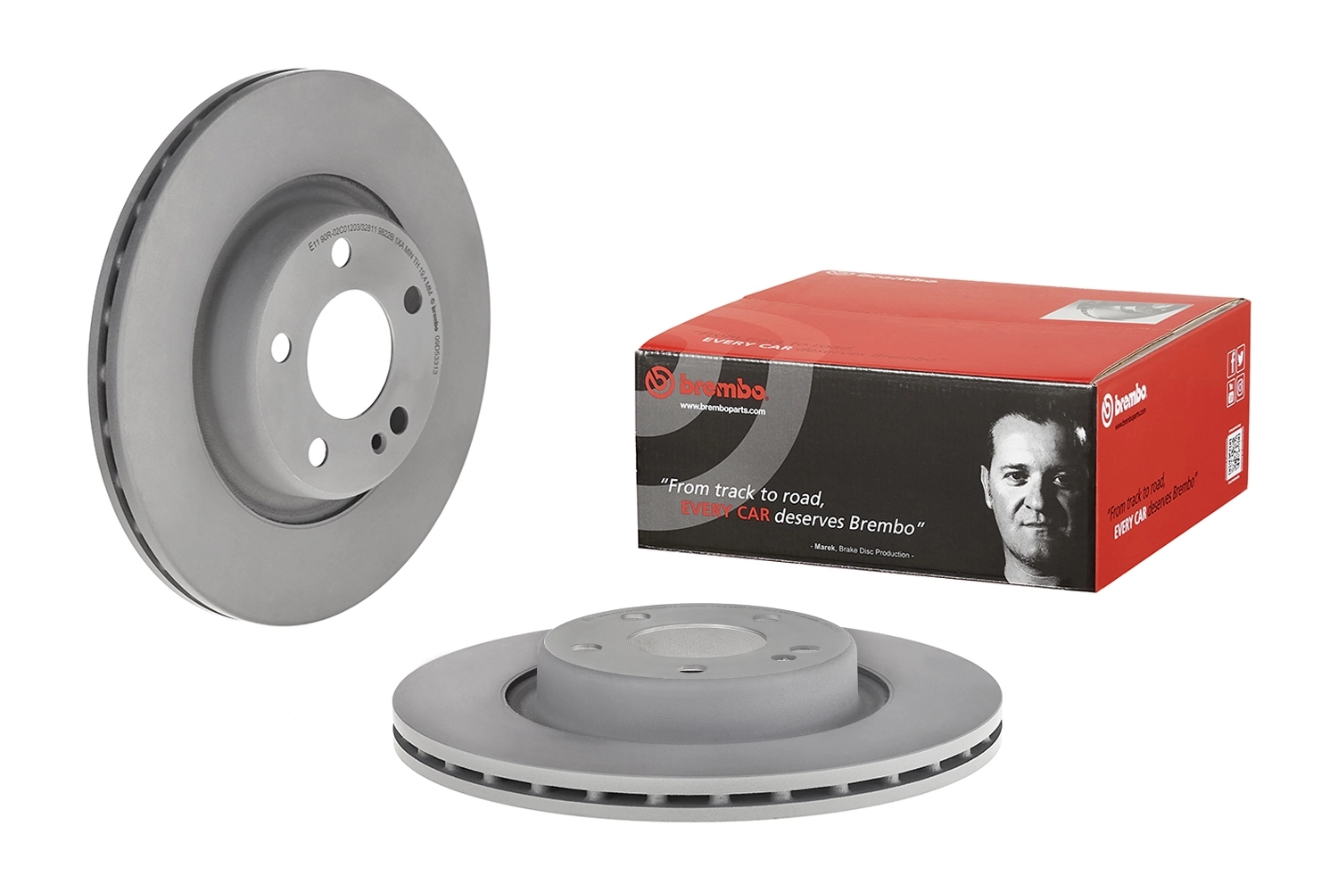 BREMBO 09D53313 Диск тормозной задний MB C W205, E W213 1.6-3.0 14> (d=300)