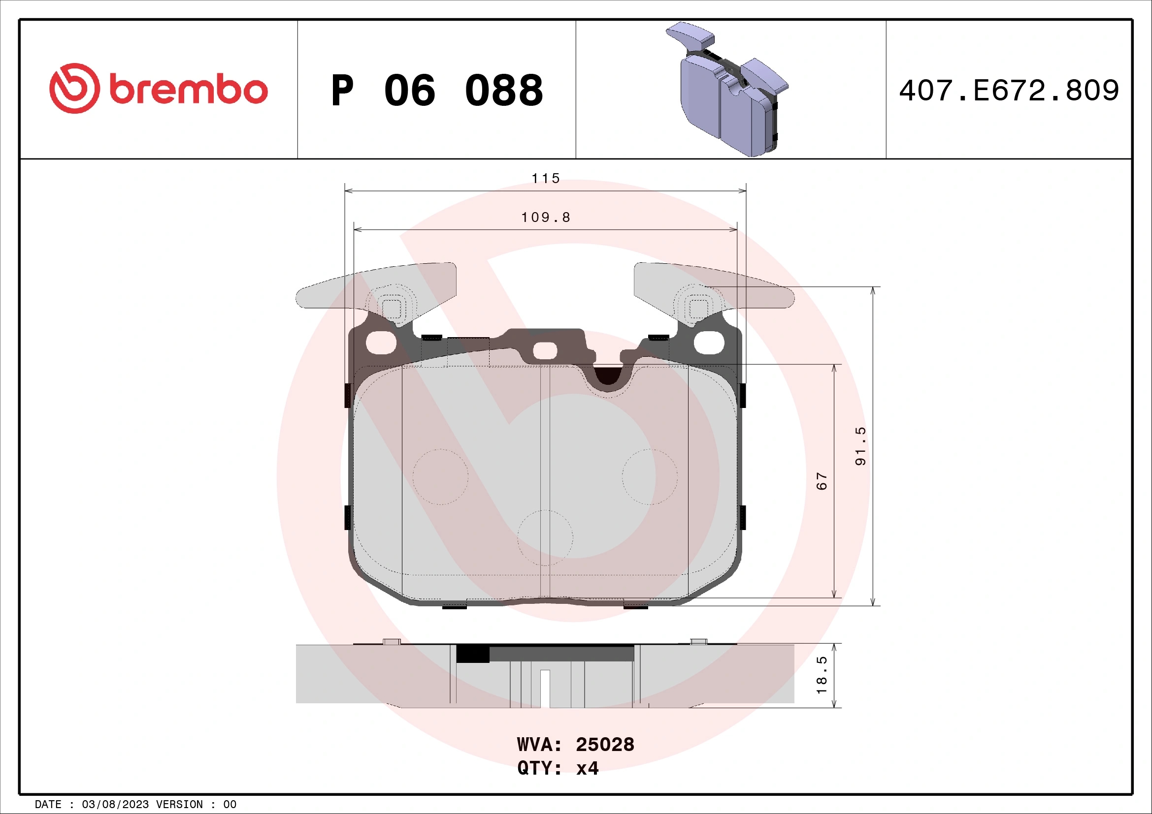 BREMBO P06088 Колодки торм.пер.