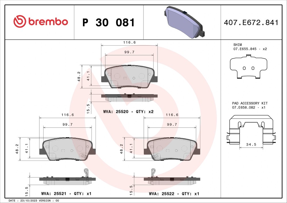 BREMBO P30081 Колодки тормозные дисковые | зад |