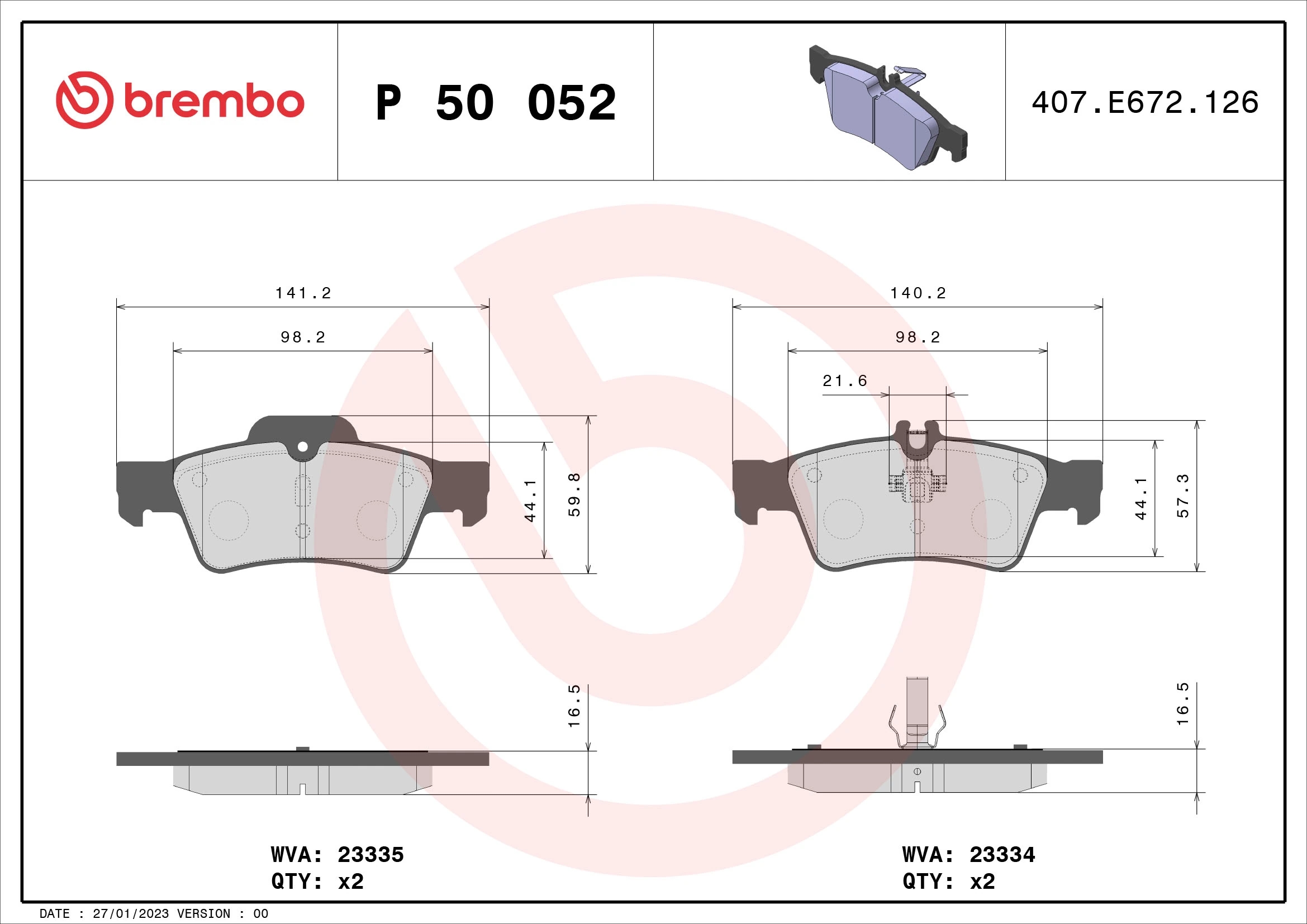 BREMBO P50052 Колодки тормозные дисковые задн MERCEDES-BENZ: CLS (C219) 04-10 , E-CLASS (W211) 02-08 , E-CLASS T-Model (S211) 03-09 , S-CLASS (W220) 98-05 , S-CLASS (W221) 05-, S-CLASS к