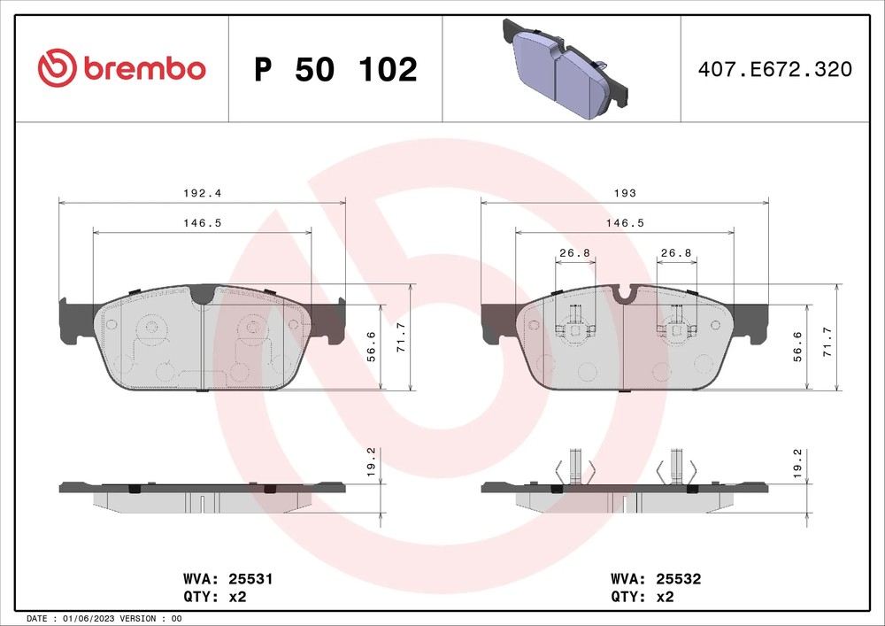 BREMBO P50102 Колодки пер. MERCEDES BMW X166 2006=>