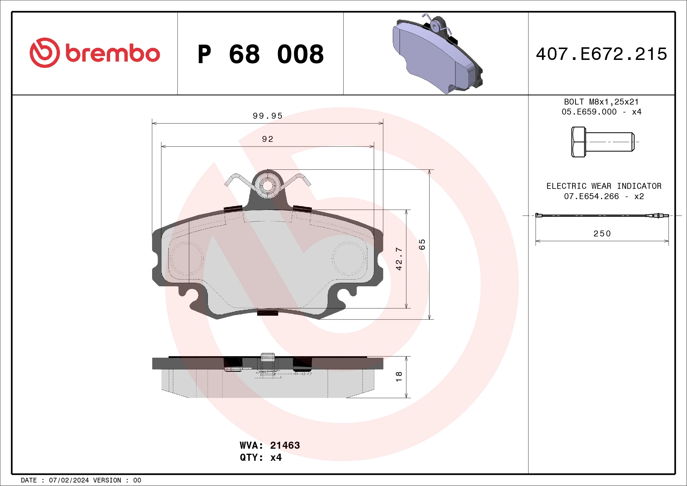 BREMBO P68008 Колодки тормозные дисковые передн, ALPINE: A610 3.0 TURBO 91-95, V6 2.5 TURBO/2.9 GT 85-92   DACIA: LOGAN 1.2 16V/1.4/1.4 MPI LPG/1.5 dCi/1.5 dCi/1.5 dCi/1.5 dCi/1.6/1.6 16V/1.6