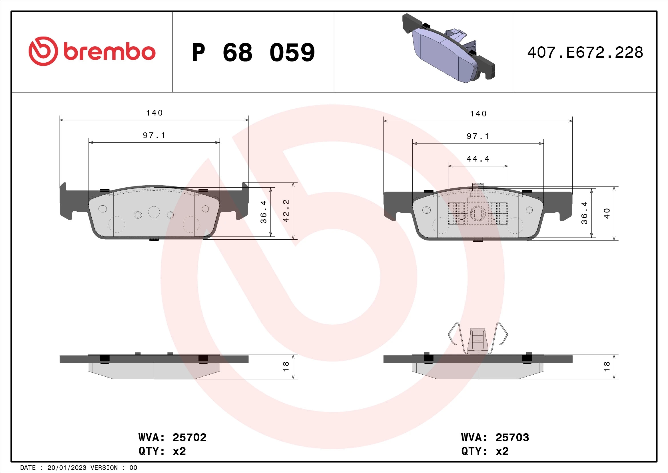 BREMBO P68059 Колодки торм.пер.