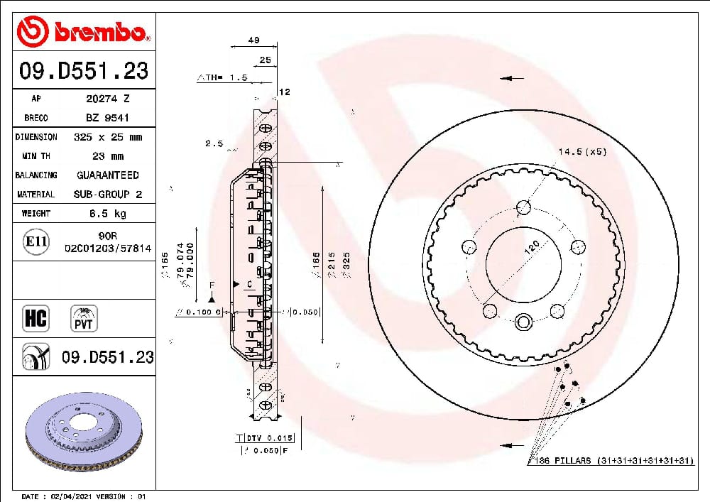 BREMBO A00533 Датчик износа колодок LAND ROVER RANGE ROVER EVOQUE 18- зад. L 890
