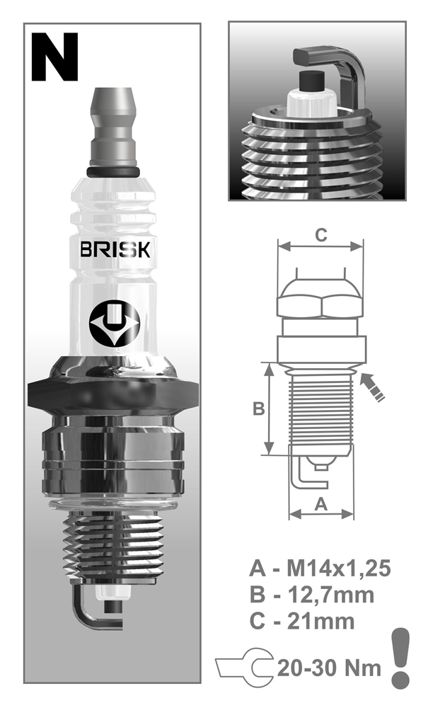 BRISK N17Y Свеча зажигания CLASIC N17Y (1342)