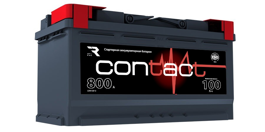 CONTACT CON10010 Аккумулятор contact 100 ah, 800 a, 353x175x190 прям.
