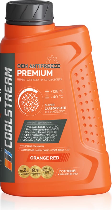 COOLSTREAM CS010101 Антифриз coolstream premium оранжевый g12,g12+ 1л купить в Самаре