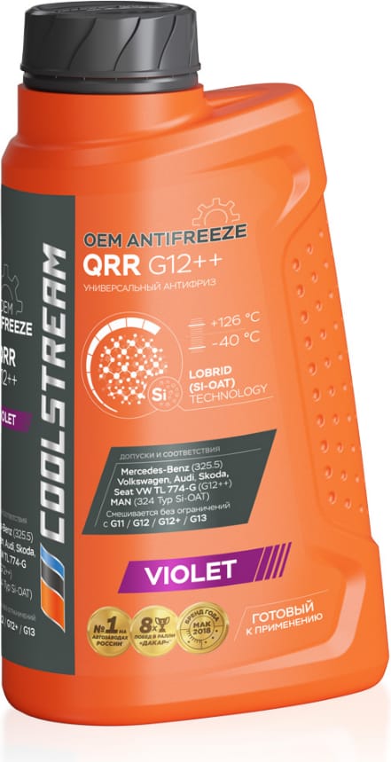 COOLSTREAM CS011201 Антифриз g 12++ coolstream antifreeze qrr готовый (фиолетовый) vw/мв 1кг 40 °с
