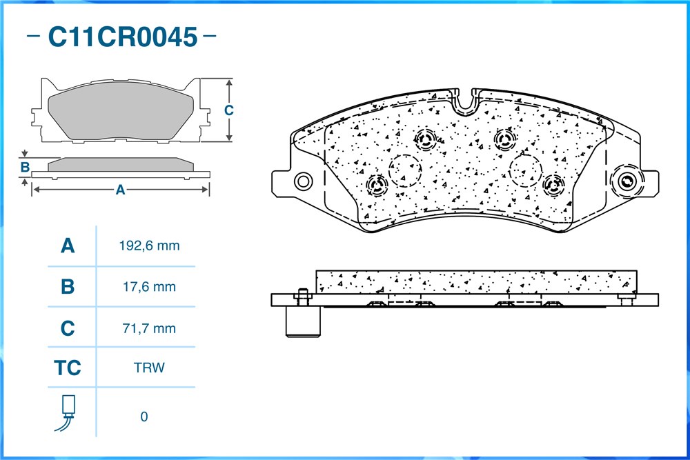 CWORKS C11CR0045 Тормозные колодки передние Low Metallic C11CR0045