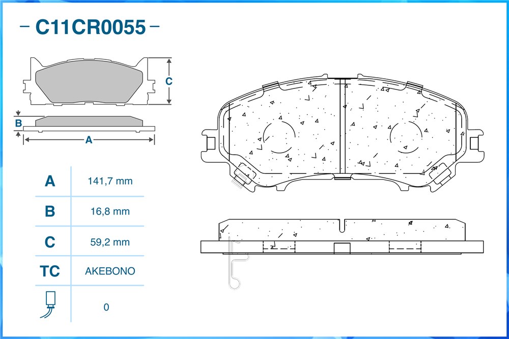 CWORKS C11CR0055 Тормозные колодки передние Low Metallic C11CR0055