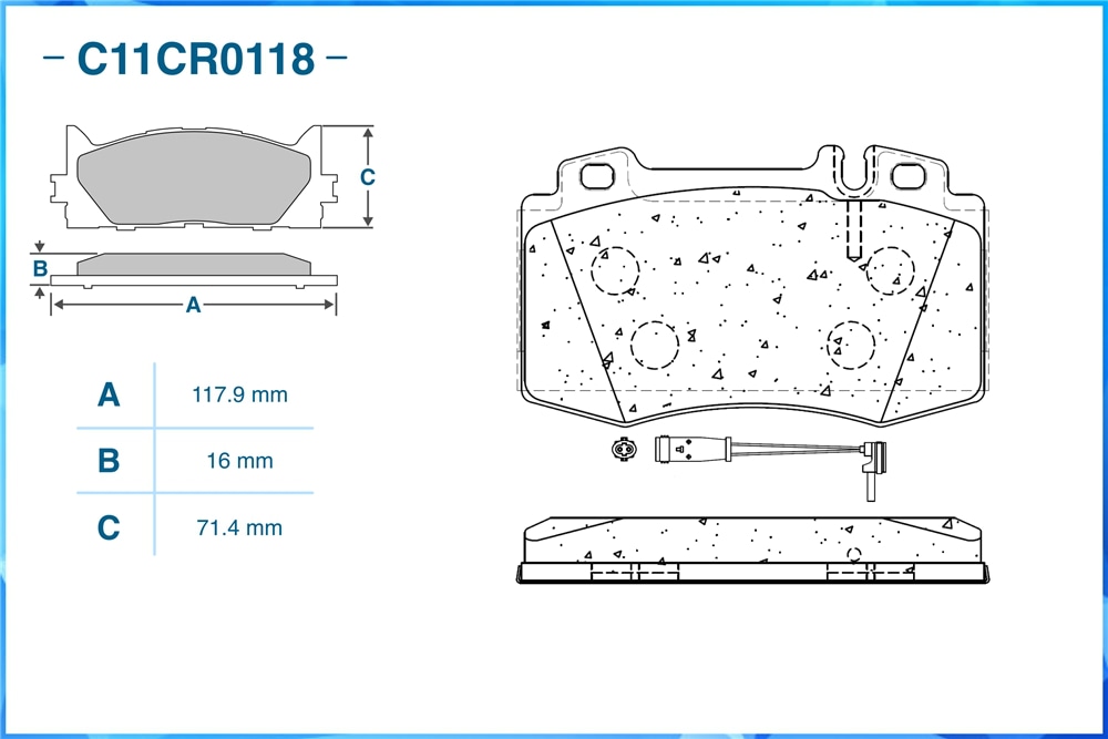 CWORKS C11CR0118 Тормозные колодки передние Low Metallic C11CR0118