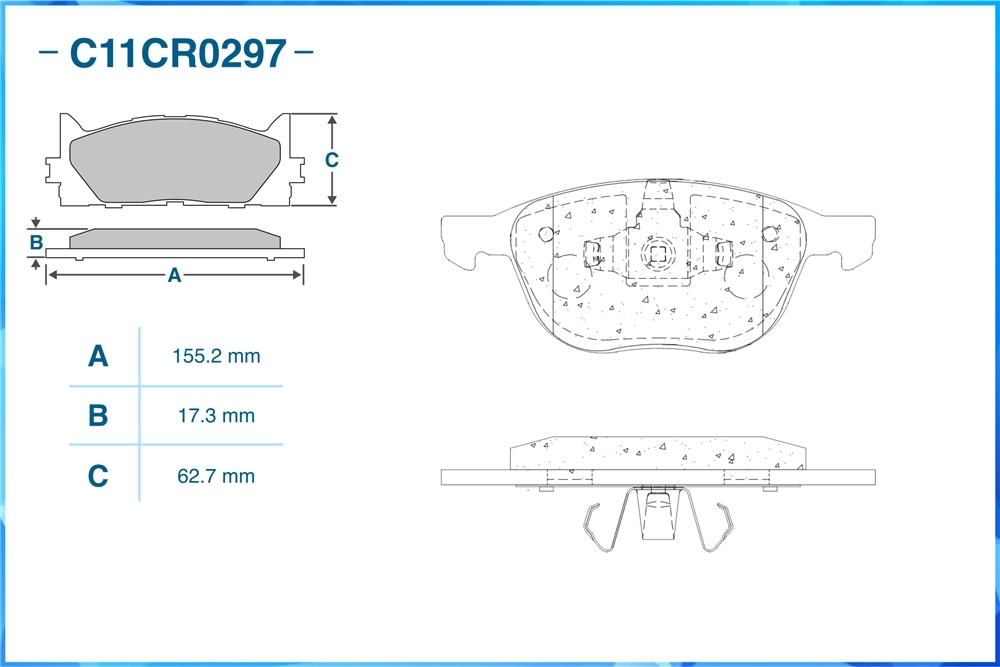 CWORKS C11CR0297 Замена на C11CR0021 Тормозные колодки передние C11CR0297