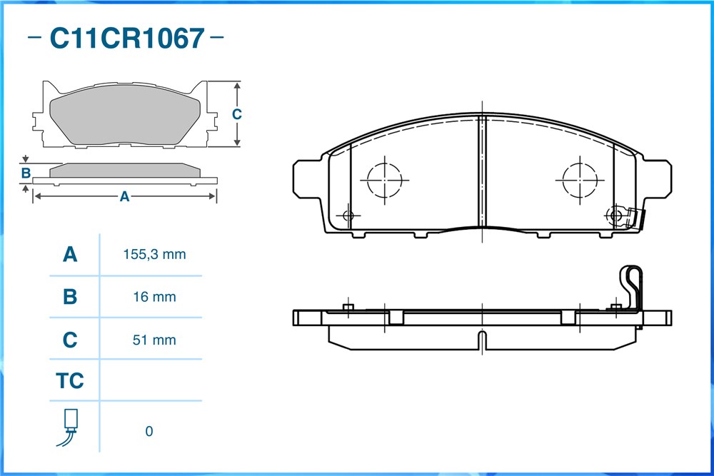 CWORKS C11CR1067 Тормозные колодки передние Low Metallic C11CR1067