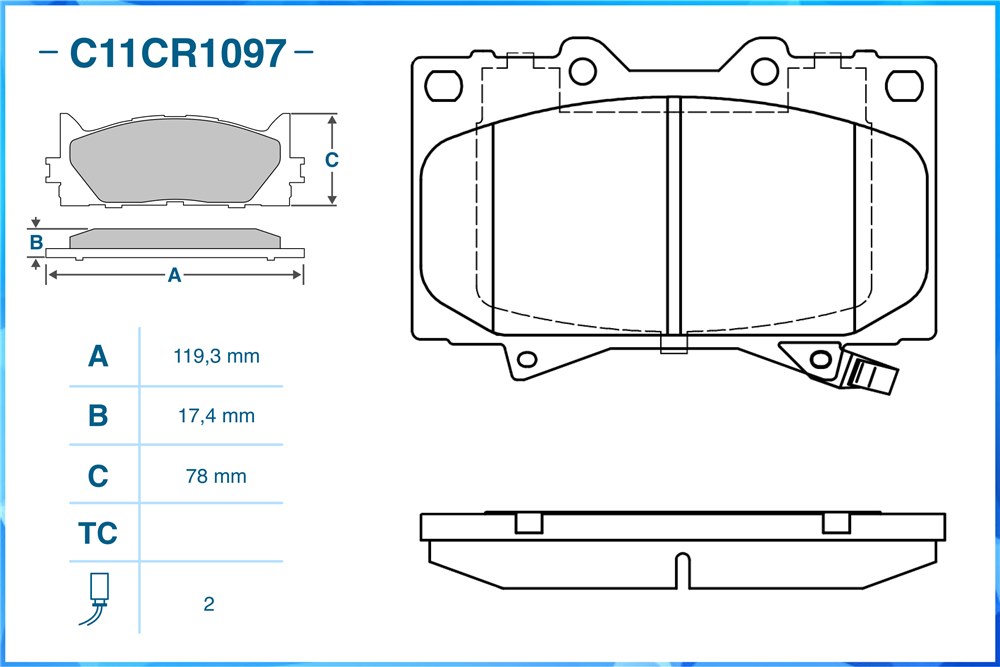 CWORKS C11CR1097 Тормозные колодки передние Low Metallic C11CR1097