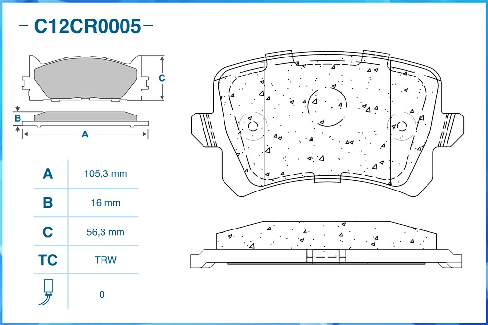 CWORKS C12CR0005 Тормозные колодки задние Low Metallic C12CR0005