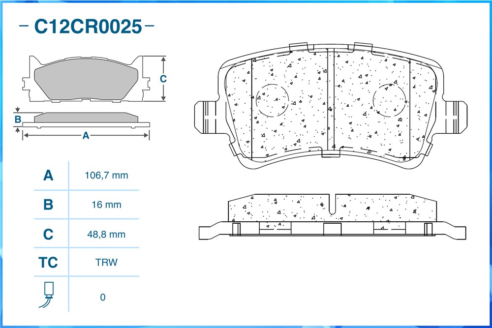 CWORKS C12CR0025 Тормозные колодки задние Low Metallic C12CR0025
