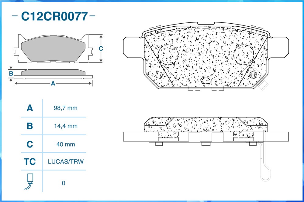 CWORKS C12CR0077 Тормозные колодки задние Low Metallic C12CR0077